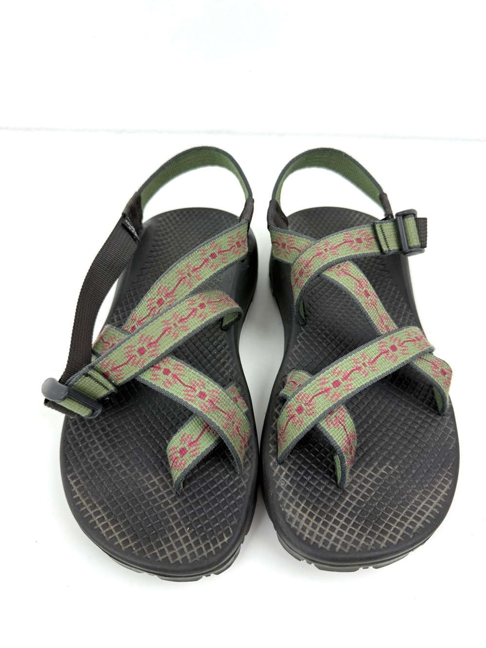 Chaco Sandals Green Straps with Red Suns